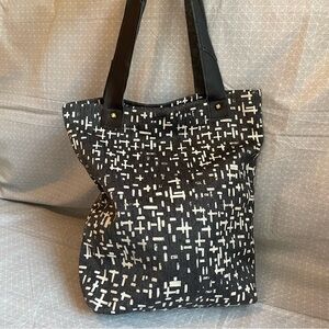 Love Mert Gray Cream Graphic Tote Canvas Leather